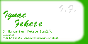 ignac fekete business card